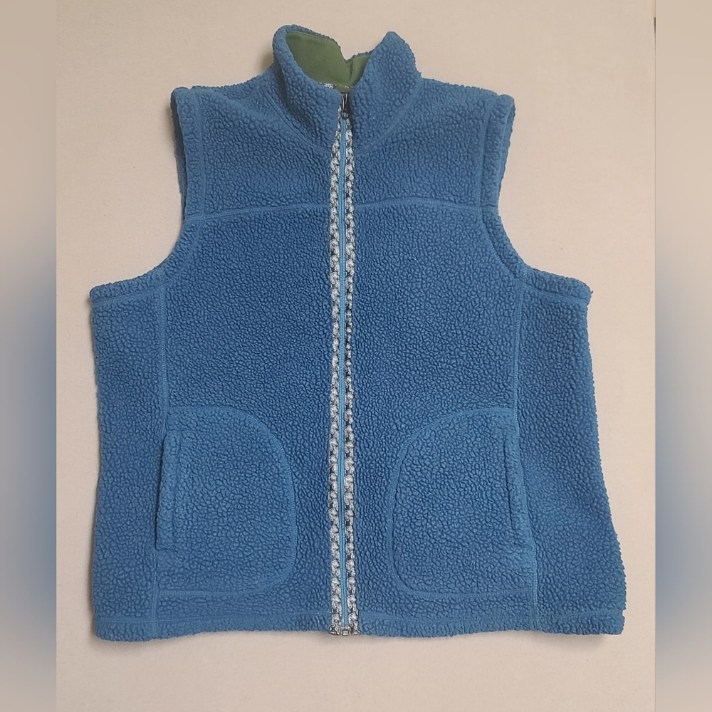 L.L. Bean Women's Fleece Vest Size XL Blue Full Zip Pockets